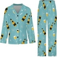 thumbnail image 4 of Top-kevin Women Long Sleeve Pajama Set Comfy Pjs Sets Champagne Bottles Glasses Stars 2 Piece Lounge Set, 4 of 12