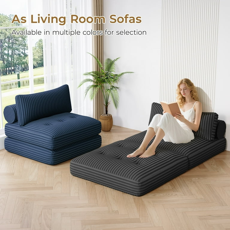 Neche Corduroy Folding Sofa Bed, Convertible Sleeper Chair with