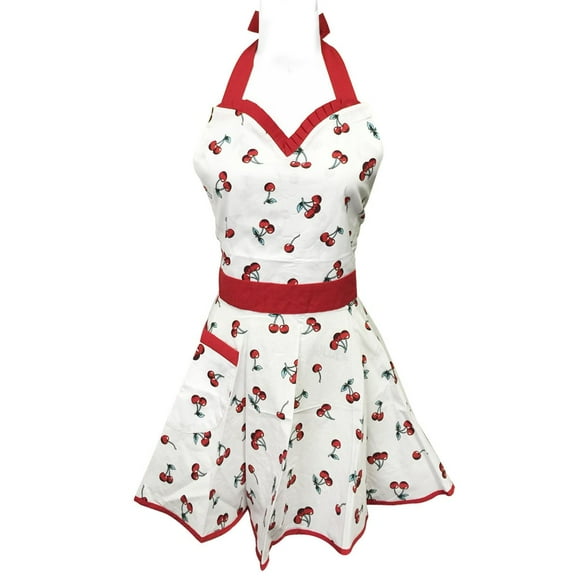 Bowbear 50’s Vintage Retro Kitchen Apron for Women, Cherries