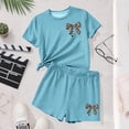 thumbnail image 6 of WRKEKC Summer Outfits for Girls Print Bow Accent Short Sleeve Crew Neck Top Elastic Waist Shorts Set for Kids 3-14 Years, 6 of 6