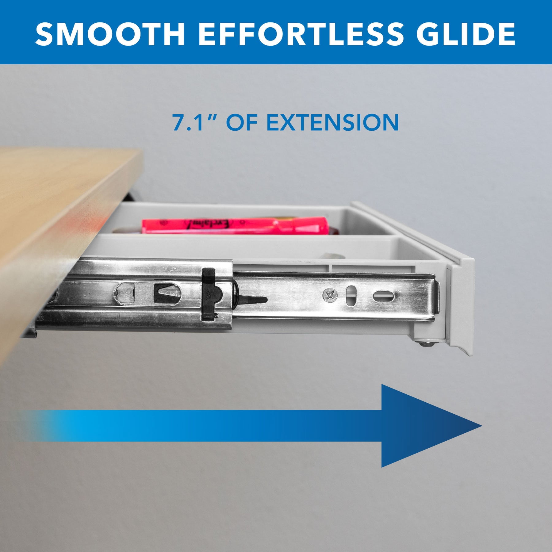 Mount-It! Under Desk Drawer - Shallow, Securely beneath your tabletop for seamless storage expansion, White