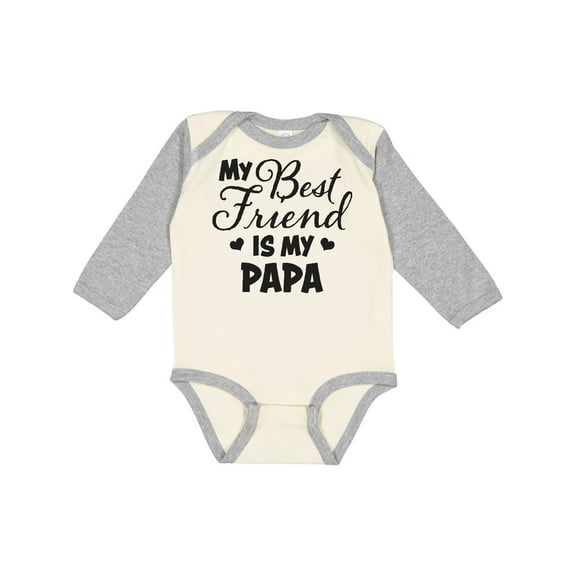 Inktastic My Best Friend is My Papa with Hearts Boys or Girls Long Sleeve Baby Bodysuit