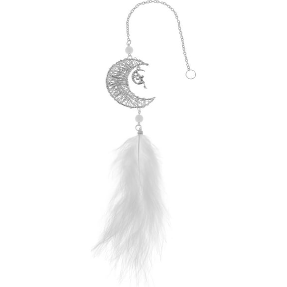 1 Pcs Metal Feather Moon Feather Pendant Car Rear View Mirror Pendant Accessories Car Hanging Ornament White