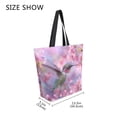 thumbnail image 4 of Open Top Canvas Tote Bag with Zipper Reusable Shopping Bag 13.5x15" Roomy Carryall Beautiful Pink Hummingbird, 4 of 9