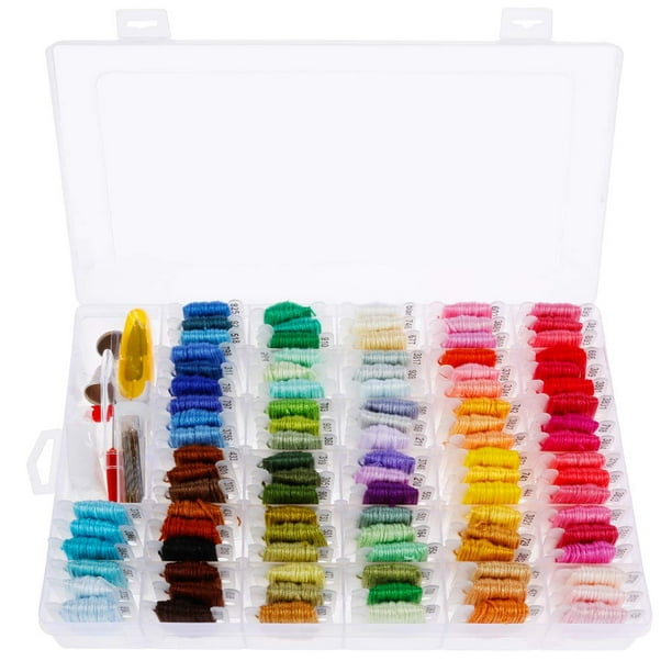 96 Colors Friendship Bracelets Floss Embroidery Thread with Floss Bobbins  Cross Stitch Tool Kit with Organizer Storage Box for Sewing Beginners 