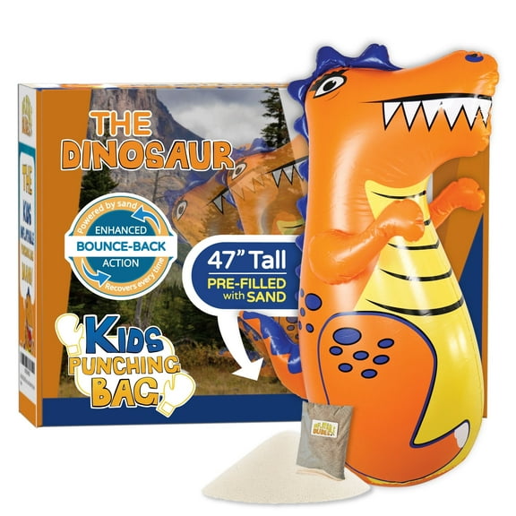 INFLATABLE DUDES Orange Dinosaur 47 Inches -Kids Punching Bag |Filled with Sand
