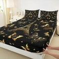 thumbnail image 3 of jejeloiu Gold Butterfly Twin Sheet Sets,Romantic Paris Twin Fitted Sheet,Eiffel Tower Pattern Flat Sheet For Kids,Ultra Soft Home Decor,3-Piece, 3 of 7