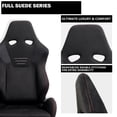 thumbnail image 4 of Spec-D Tuning Black Premium Suede, Red Stitching, Fully Reclinable Racing Seats w/Dual Sliders, 4 Point Harness Compatible, Left + Right Pair 2 Seats, 4 of 7