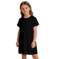 thumbnail image 2 of CCRFTGI Linen Dresses for Kids Girls Size 8 Casual Short Sleeve 2026 Summer A Line Skater Dress Loose Fit Holiday Girls Clothes Fashion Dresses Black 12-13 Years, 2 of 9