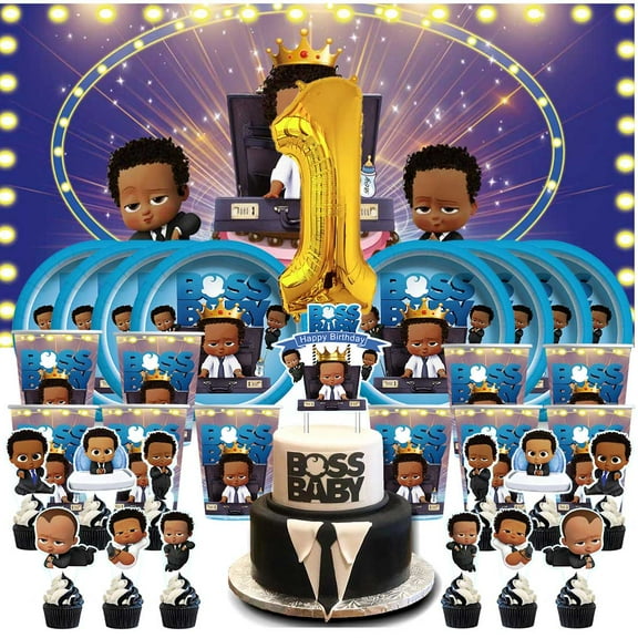 Boss Baby Africa Boy 1st Birthday Cups Plates Party Supplies Decor Backdrop Fans Decorations Banner