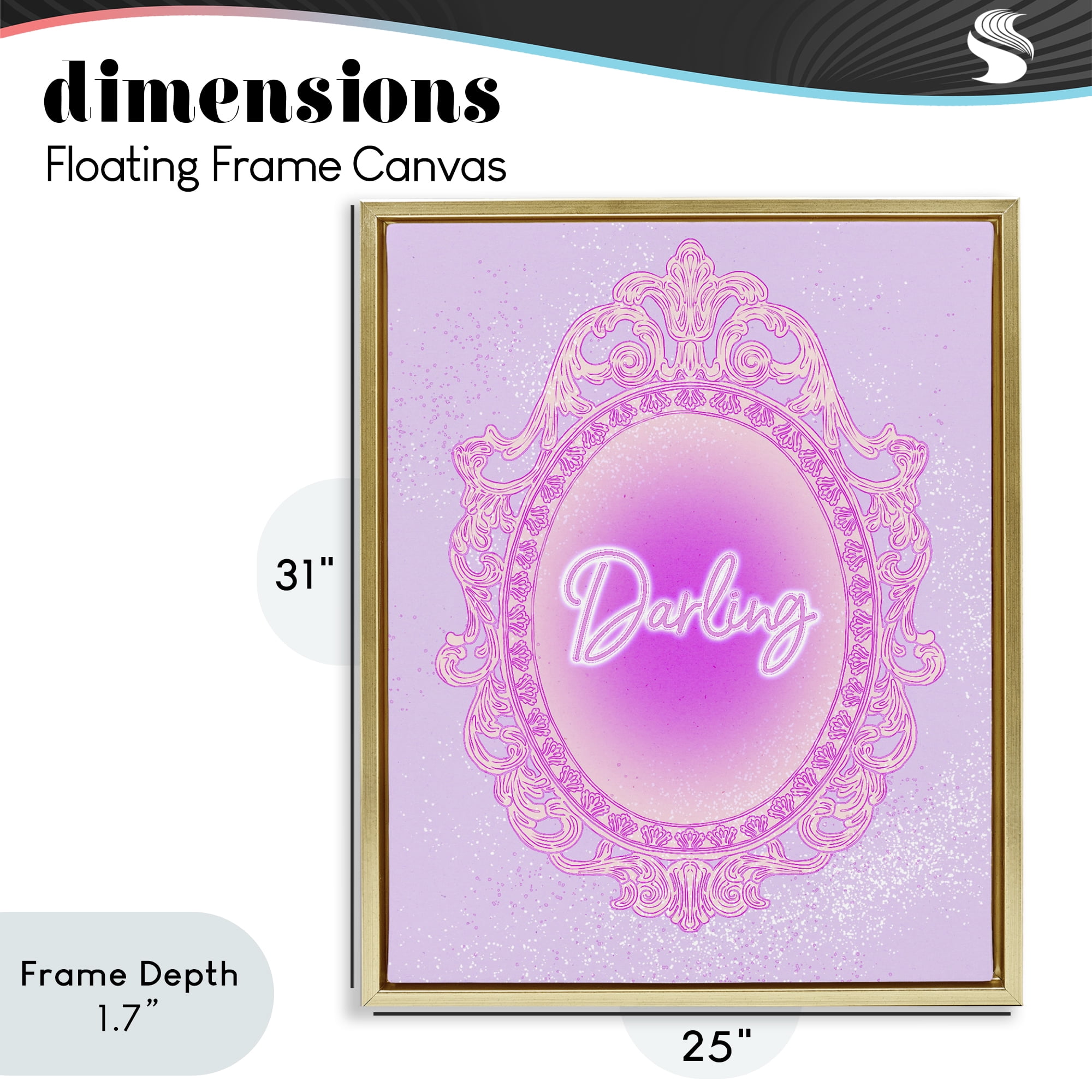 Stupell Industries Darling Ornate Mirror Gold Framed Floater Canvas Wall Art, design by Ziwei Li