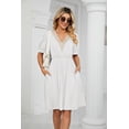 thumbnail image 4 of Purcoar Women's Summer Dress Short Sleeve V-Neck Midi Dress With Pocket, 4 of 7
