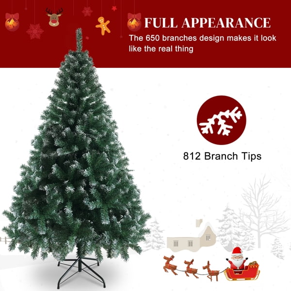 Alvantor 6 ft Unlit Artificial Christmas Tree with 812 PVC Branch Tips and Iron Stand, Light Green and White