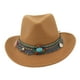 thumbnail image 5 of Sombrero de vaquero occidental de moda para mujeres y hombres, sombrero Fedora, accesorios para fiestas de carnaval. Marrón claro, 5 of 9