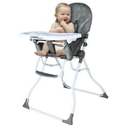 Portable Baby High Chair,One Button Folding Toddle Booster Highchair, 5-point Adjustable harness & 3-Position Adjustable Food Tray