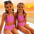 thumbnail image 5 of CCRFTGI Swimsuits for Child Girls Size 6-7 2 Piece Set Swimming Bathing Suit Beach Vacation Sequin Print Bikini Set Cute Summer Girls Clothes Swim Suit Kids Bikini Hot Pink 1-2 Years, 5 of 9