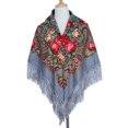 thumbnail image 2 of D-GROEE Retro Floral Scarf Ethnic Style Retro Shawl Scarf with Tassel Flower Print Autumn Winter Warm Square Fringed Head Wrap for Wedding Party Square Shawl, 2 of 8
