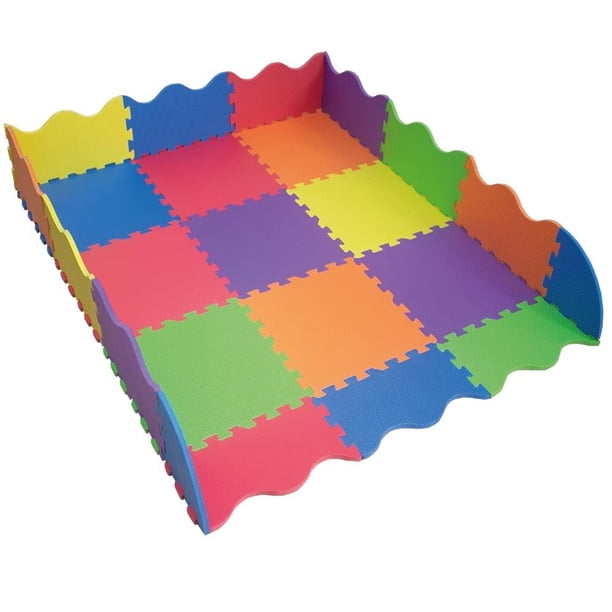 Tapete para Bebé Colores con Pared Perimetral Piso Infantil de Juego Tapetes de Espuma Alfombra para Bebé Tapete Infantil Expandible
