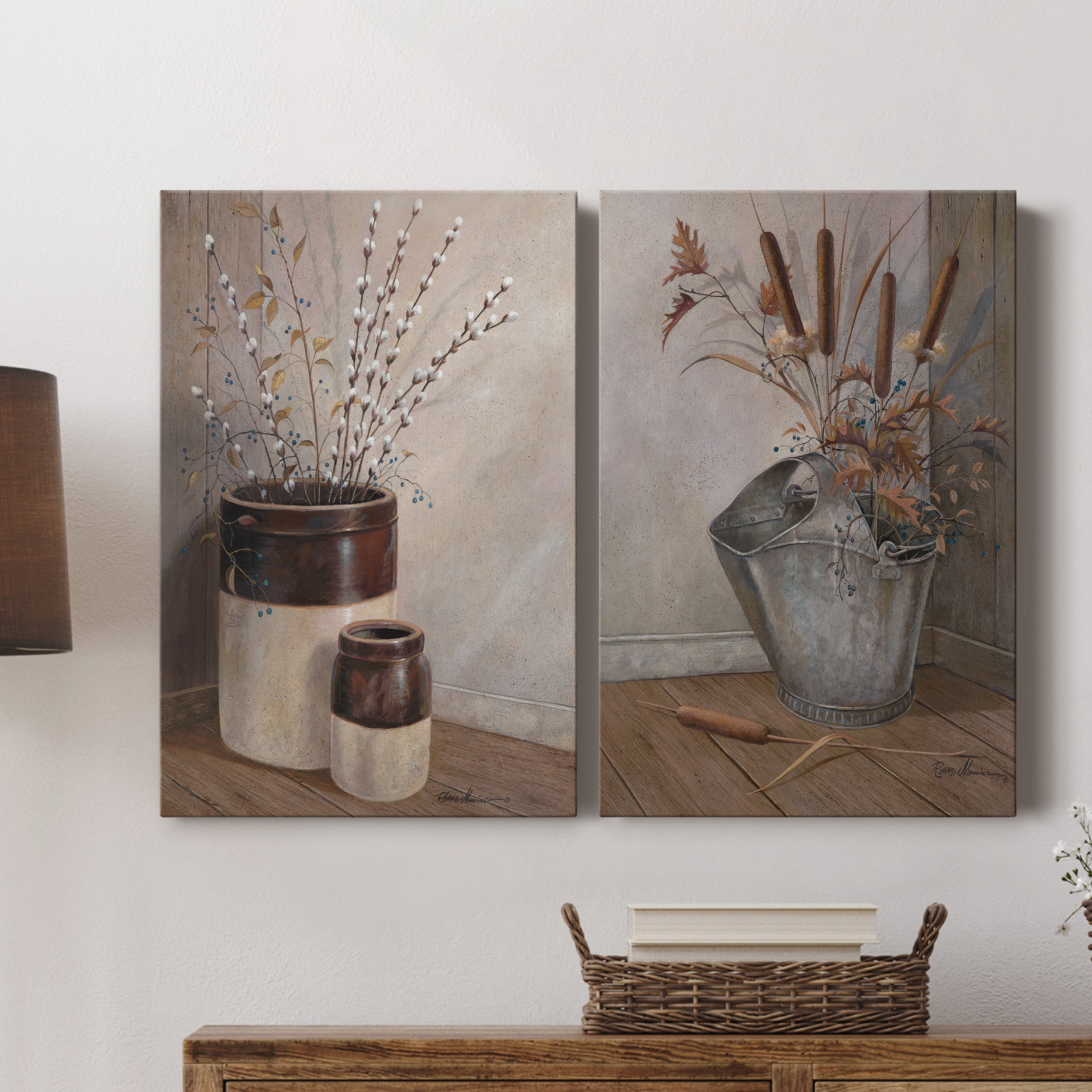 Pussywillows & Spring Premium Gallery Wrapped Canvas - Ready to Hang - Set of 2 - 12 x 18 Each