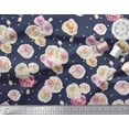 thumbnail image 2 of Soimoi Blue Poly Georgette Fabric Dot & Ranunculus Floral Print Sewing Fabric Yard 52 Inch Wide, 2 of 3