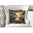thumbnail image 4 of Ambesonne Lake Throw Pillow Cover Pack of 2, Reflection Snowy Mountain Dawn, 2 Pcs-28"x28", Orange and Dark Blue, 4 of 5