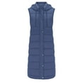 thumbnail image 3 of DuoJiaJ Womens Long Winter Coat Vest With Hood Sleeveless Warm Down Loose Coat With Pockets Quilted Vest Down Quilted Outdoor Coat Womens Warm Winter Coat Blue L, 3 of 4