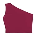 thumbnail image 1 of Timegard Top for Women 1 Shoulder Cropped Sleeveless Top Solid Color Casual Comfy Tee Shirts Fashion, 1 of 2