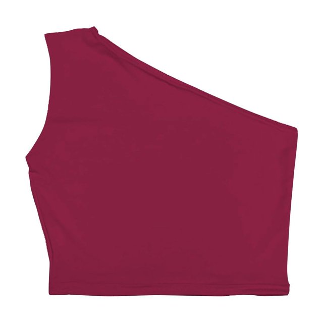 Timegard Top for Women 1 Shoulder Cropped Sleeveless Top Solid Color Casual Comfy Tee Shirts Fashion