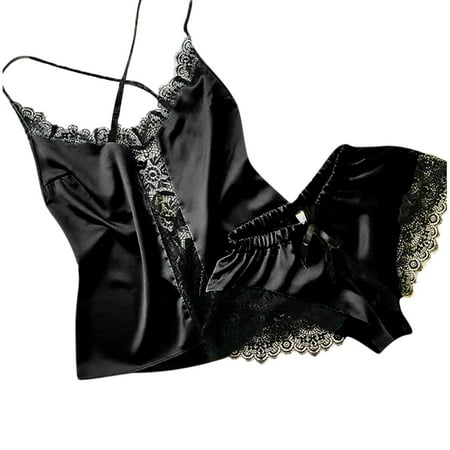 

Knosfe Lace Cami Two Piece Pajamas Set for Women Sleepwear Eyelash Pjs XXL