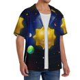 thumbnail image 2 of Balery Solar System Camisa Casual de Manga Corta con Botones para Hombre, Texturizada, Estilo Cubano, para Playa, Verano-Small, 2 of 5