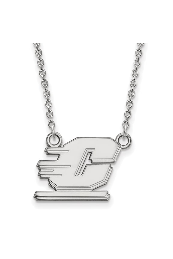 925 Sterling Silver Rh-p LogoArt Central Michigan University Small Pendant With Necklac; for Adults and Teens; for Women and Men