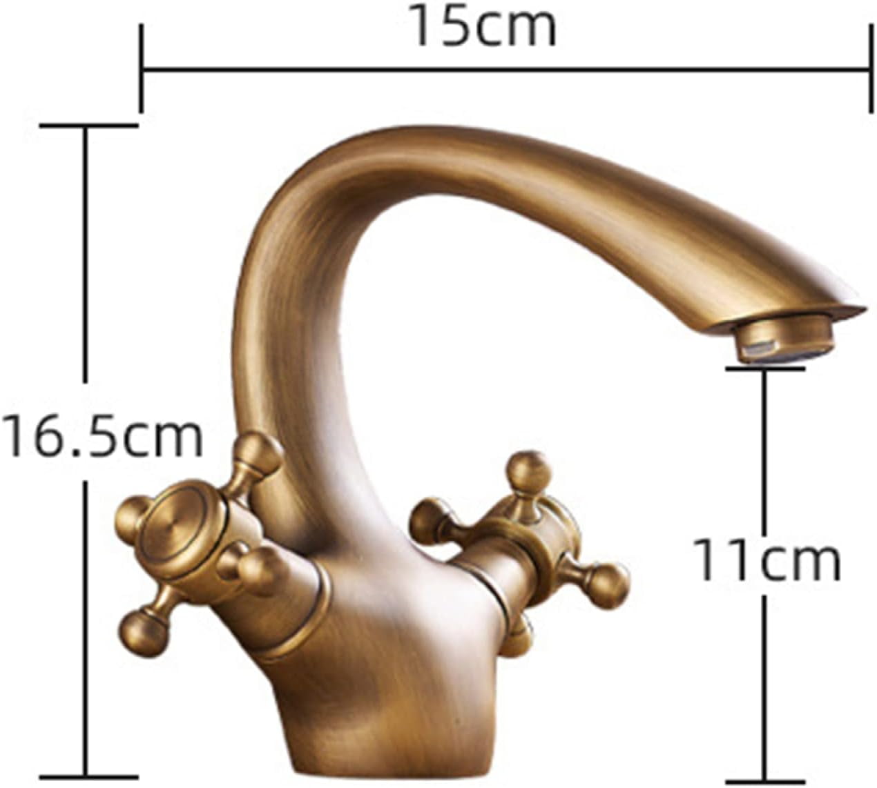 Vintage Bathroom Faucet, Double Cross Handle Mixer Bathroom Sink Tap, Brass Bathroom Faucet, Bathroom Faucet Single Hole, Cold Hot Mixer Vintage Vanity Tap, Gold