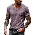 thumbnail image 5 of Trgacdwlo S-4XL Mens Big and Tall Shirts V Neck Mens Short Sleeve Dress Shirts Gym Workout Summer Lightweight Light Purple T Shirts for Man, 5 of 6