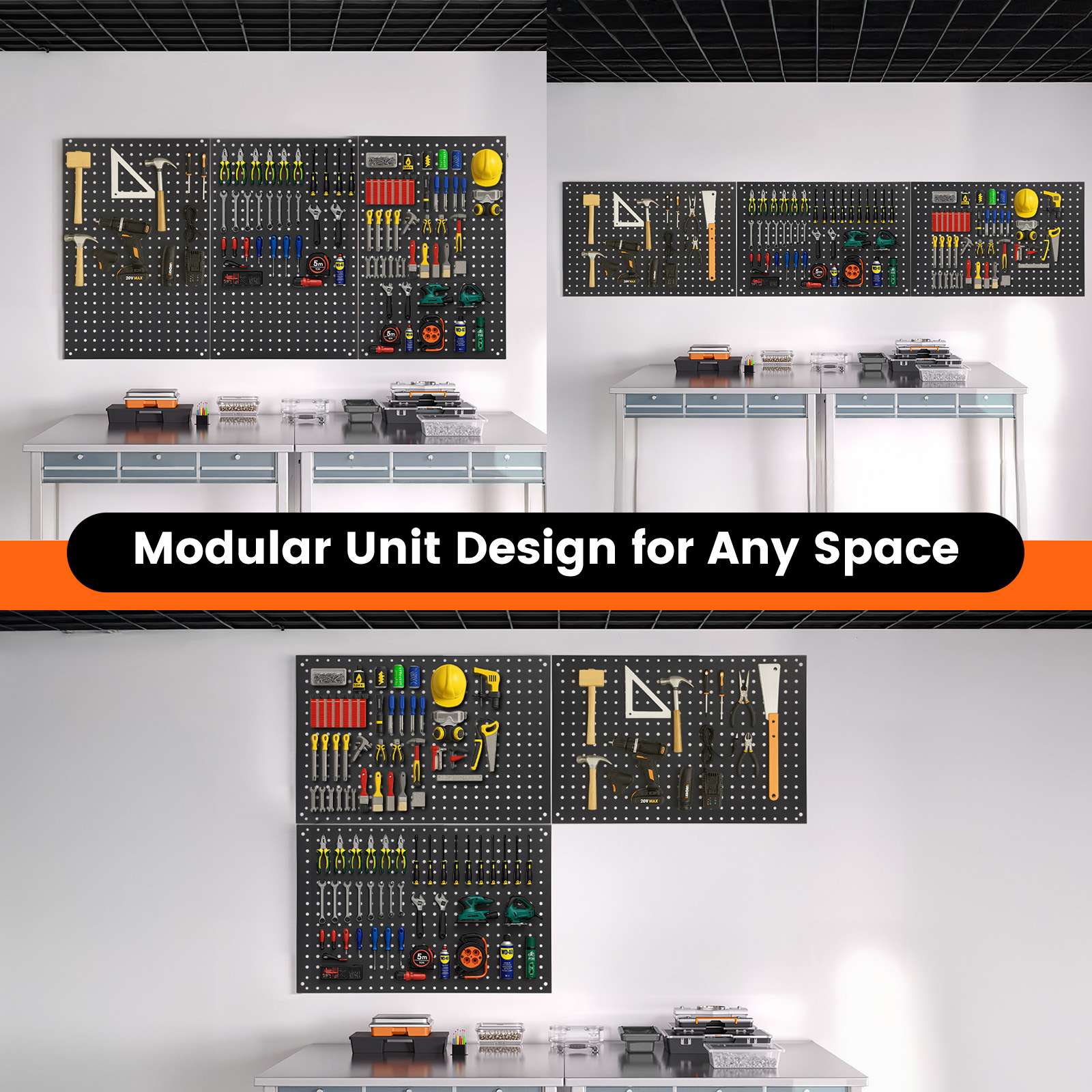 Blacksmith Metal Pegboard, 48" x 24" with 30 Hooks photo 3