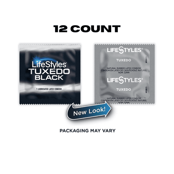LIFESTYLES Tuxedo Condoms,  12 Count (Packaging May Vary)