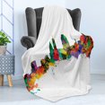 thumbnail image 4 of Cincinnati Soft Flannel Fleece Throw Blanket, Strokes of a Paintbrush Spots Digital Art Serene Watercolor Composition, Cozy Plush for Indoor and Outdoor Use, 50" x 70", Multicolor, by Ambesonne, 4 of 5