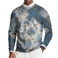 thumbnail image 3 of Wutalume Men's Round Neck Ribbed Knit Pullover, Long Sleeve Retro Texture Print Sweater, Comfortable Stretch Top for Casual and Smart Casual Wear,Earthy Yellow 3XL, 3 of 7