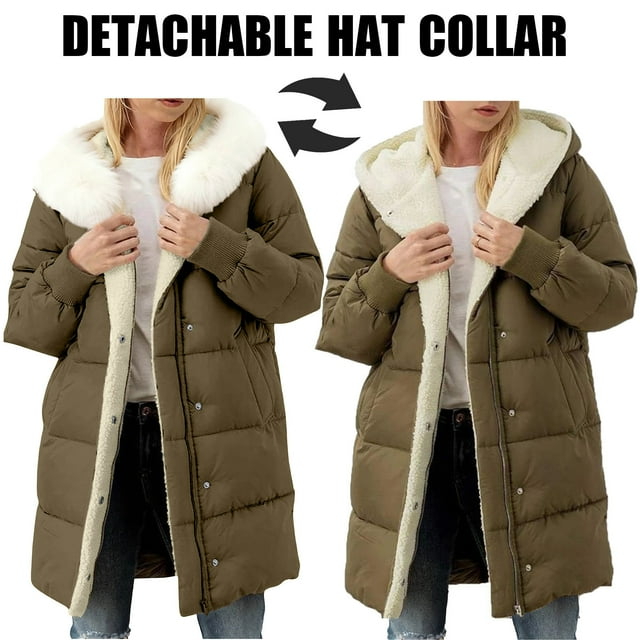 Ailaofu Veste Matelassée à Capuche pour Femmes Mi-Longue Rembourrée Chaude Manteau d'Hiver Lourd