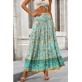 thumbnail image 2 of SOMER Skirts for Women Maxi Skirts Bohemian Flowy High Waist A Line Skirts Summer Pleated Floral Green Apricot L, 2 of 18