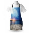 thumbnail image 3 of Modern Apron Balcony View Landscape of Ocean Sea as Sunset or Dawn Photograph, Unisex Kitchen Bib Apron with Adjustable Neck for Cooking Baking Gardening, Pale Blue White and Lilac, by Ambesonne, 3 of 3