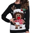 thumbnail image 2 of Gibobby Temperamento Suelto Top de Manga Larga de cuello Rojoondo de animados sueltos para mujer, suéter de Navidad, suéter de punto de invierno (Negro, S), 2 of 3