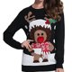 thumbnail image 2 of Gibobby Suéter Navidad mujer de cuello redondo de animados sueltos para mujer, suéter de Navidad, suéter de punto de invierno(Negro,XG), 2 of 3