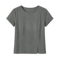 thumbnail image 5 of DeHolifer Women's T-Shirts Casual Cap Sleeve Solid Color Crewneck Lightweight Summer Tee Top Gray L, 5 of 7
