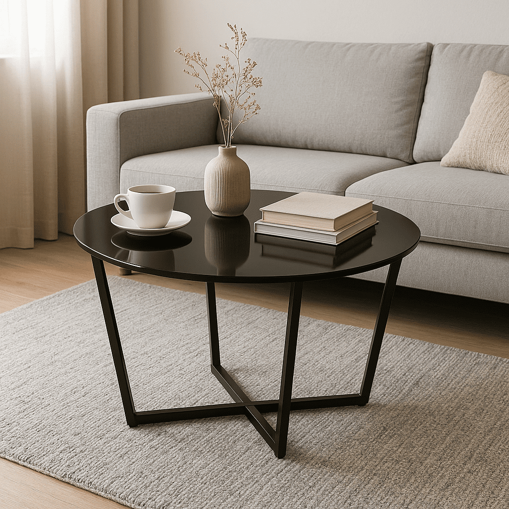 Mango Steam Metro Round Glass Coffee Table, Black