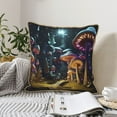 thumbnail image 4 of KLL Purple Glowing Mushroom Decorative Throw Pillow Covers Velvet Soft for Couch Sofa Bedroom Living Room Outdoor (No pillow core)- 16"x16", 4 of 5
