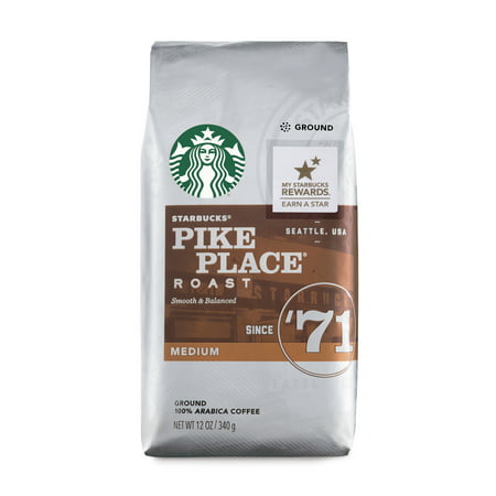 Starbucks Pike Place Roast Medium Roast Ground Coffee, 12-Ounce (Best Seller Hot Coffee In Starbucks)