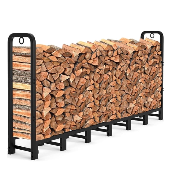 8 ft Metal Firewood Rack,Heavy Duty Steel Firewood Holder with 660 LB Load Capacity,Adjustable Fire Wood Rack for Fireplace Indoor Outdoor