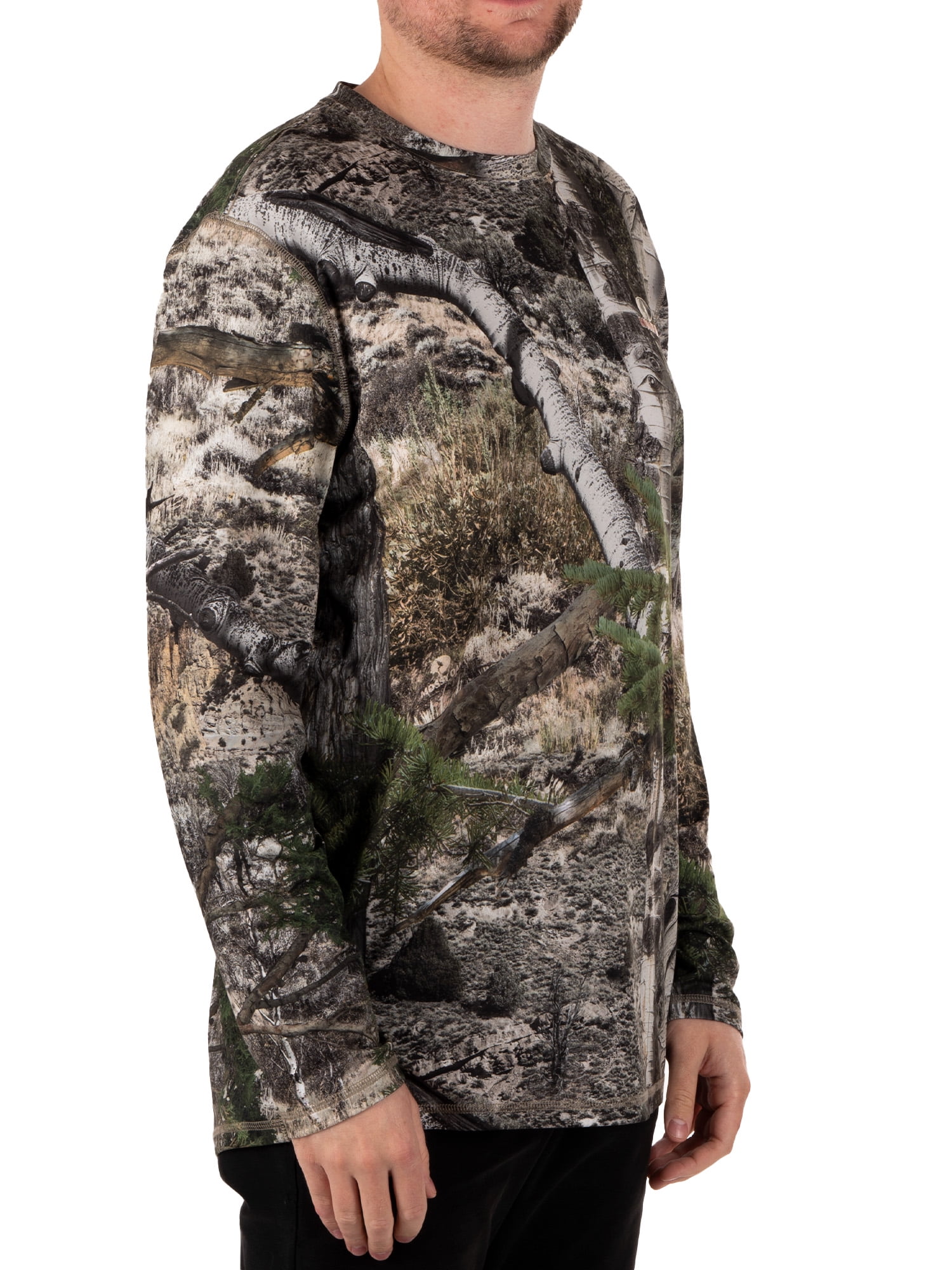 Mossy Oak Men's Long Sleeve Camouflage Hunting Performance Shirt, Mossy Oak Mountain Country, 2XL
