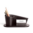 thumbnail image 3 of （Brown）Square Pencil Pot Multifunctional Leather Desktop Cosmetic Storage Box/Basket Makeup Storage Business Cards Pen Holder Classic Practical for Office Home, 3 of 5
