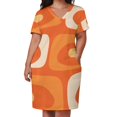 thumbnail image 2 of Piqué moderno de mediados de siglo para mujer patrón abstracto en naranja mandarina amarillo crema vestido suelto con bolsillo ropa, 2 of 6